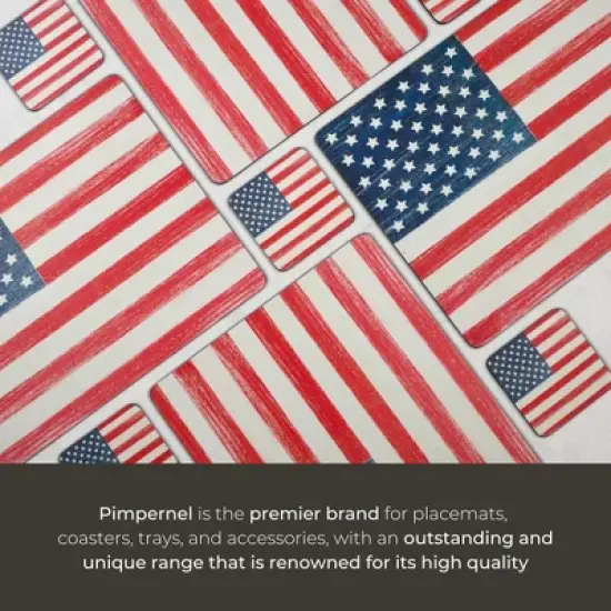 Pimpernel American Flag Placemats - Set of 4 (15.7&rdquo; x 11.7&rdquo;), Cork, Patriotic Design, Easy to Clean, Ideal for Dining - Heat & Stain Resistant image {3}