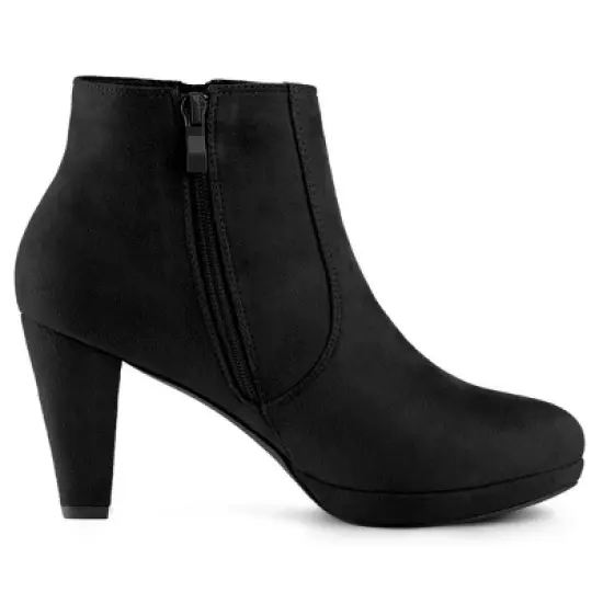 Allegra K Women's Side Zip Low Platform Chunky Heel Ankle Booties image {6}