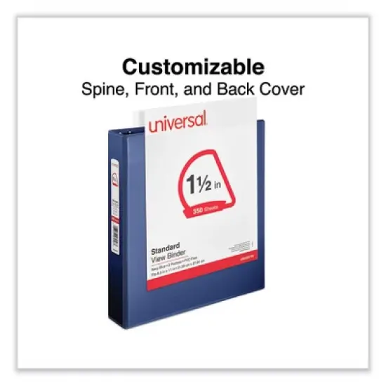 Universal Slant D-Ring View Binder, 3 Rings, 1.5" Capacity, 11 x 8.5, Navy Blue image {5}