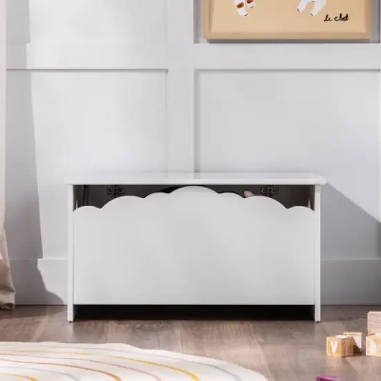 Modern Transitional Clouds Youth Toy Chest Trunks White - Saracina Home image {2}