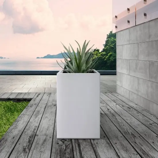 Rosemead Home & Garden Square Concrete Outdoor Planter Pot Chalk White 9"x9"x20" image {3}