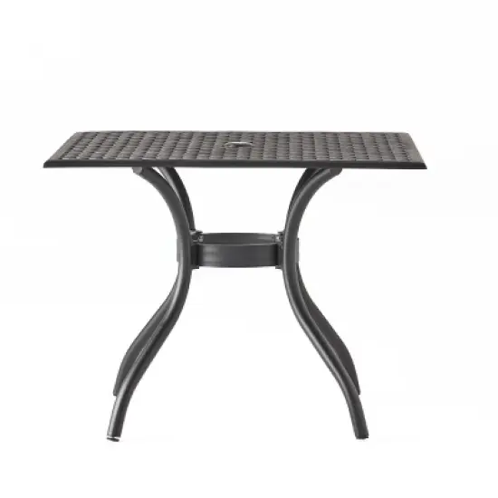 Gulches Patio Dining Tables - Black Sand Square Outdoor Table with Mesh Design image {5}