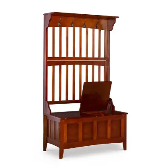 Misson Hall Tree with Storage Bench Walnut - Linon image {2}