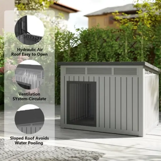 Decksplore Large Dog House Plastic Pet Shelter with Ventilation All-Weather Outdoor image {2}