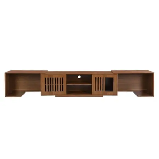 Gulches Walnut Mid-Century Modern Pet Friendly TV Stand with Extendable Table image {12}