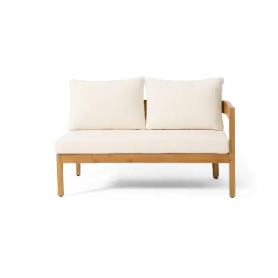 Christopher Knight Home Corwin 4-Seater Rustic Outdoor Acacia Sectional Sofa with Cushions image {4}