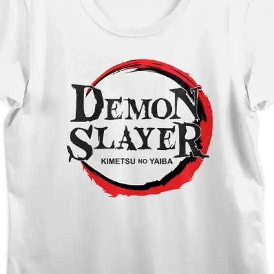 Demon Slayer Logo Crew Neck Short Sleeve Women's White T-shirt image {1}