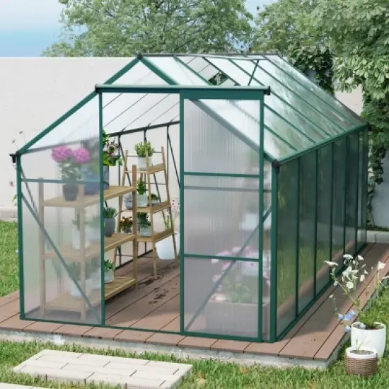 Outdoor Patio 6x8 FT Greenhouse,  Greenhouse with Sliding Door, Greenhouse with Large Storage for Multiple Scenarios-Coolbibila image {8}