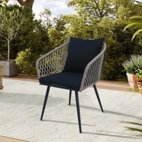 3 Piece Patio Bistro Set, Outdoor Wicker Apartment Balcony Furniture Sets, Rattan Table and Chairs Set of 2 for Porch Backyard Lawn Poolside Deck image {3}