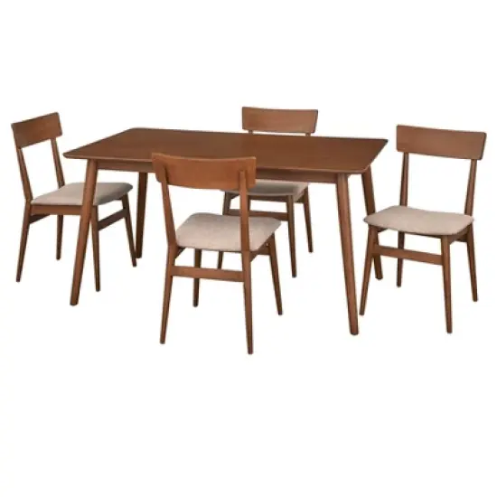 5pc Newington Mid-Century Dining Set Walnut/Mocha - Lifestorey image {6}