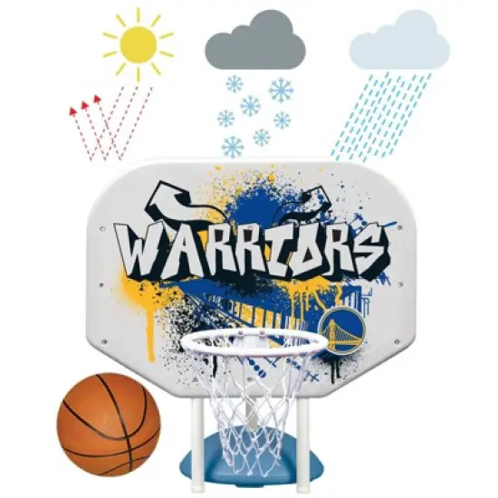 Poolmaster Graffiti Collection NBA Golden State Warriors Poolside Hoop Set Durable All-Weather Base image {5}