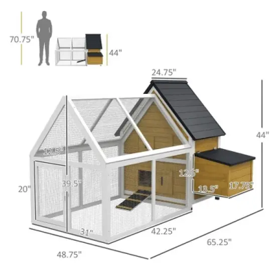 Resenkos Rabbit Hutch, Duck Cage Hutch,Rabbit Coop,54" 2-Story Large Rabbit Hutch Bunny Cage with Lockable Doors, Dark Grey image {1}