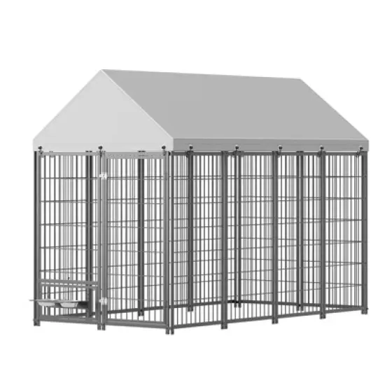 Racxily Large Dog Kennel Outdoor Pet Pens Dogs Run Enclosure Animal Hutch Metal Coop Fence with Roof Cover image {6}