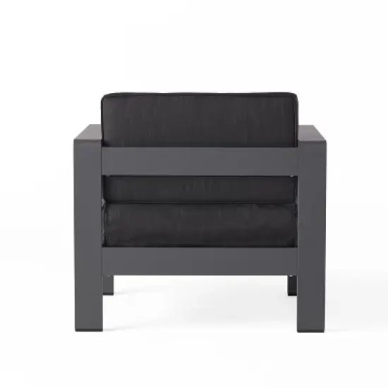 GDFStudio Wendy Outdoor Aluminum 4 Seater Chat Set with Cushions, Gray image {4}