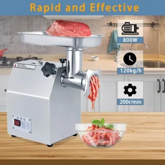 265lbs/H Electric Meat Grinder 800W Sausage Stuffer With 2 Blades & 2 Grinding Plates image {4}