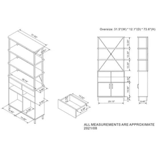 73.6" Skamania Rustic Bookcase Vintage Gray Oak - miBasics image {8}