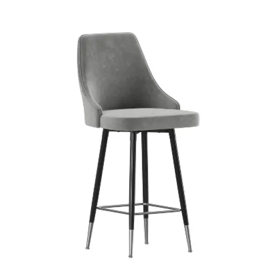 Emma and Oliver Modern Upholstered Dining Stools with Chrome Accented Metal Frames and Footrests image {9}
