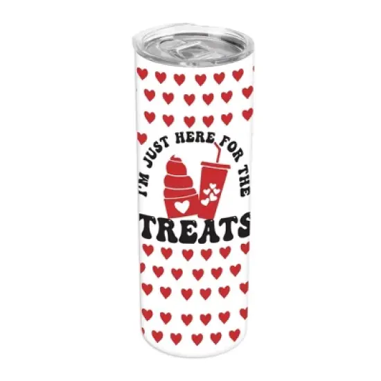 Elanze Designs I'm Just Here For The Treats Red Heart Pattern 20 ounce Stainless Steel Travel Tumbler with Lid For Your On The Go Beverages image {5}