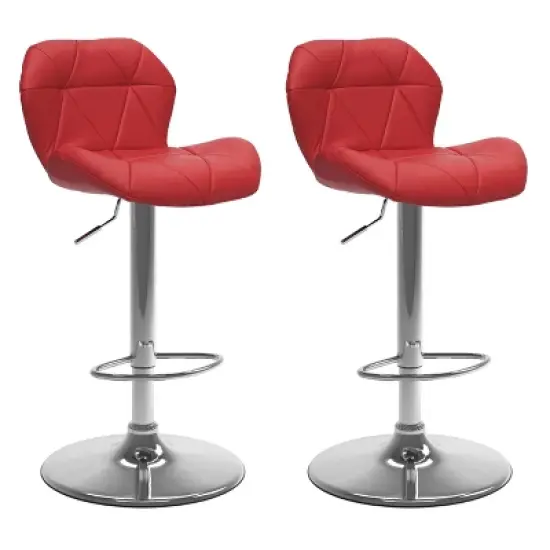 Set of 2 Adjustable Hex Design Bonded Leather Barstool - Corliving image {10}
