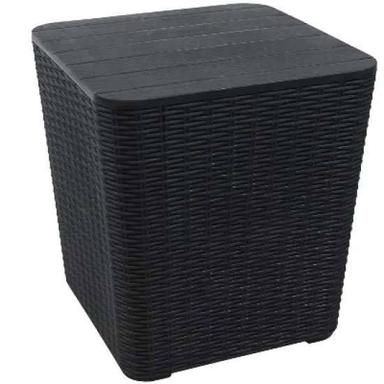 Sunnydaze Rattan Design Outdoor Side Table with Storage - 11.5-Gal. image {11}