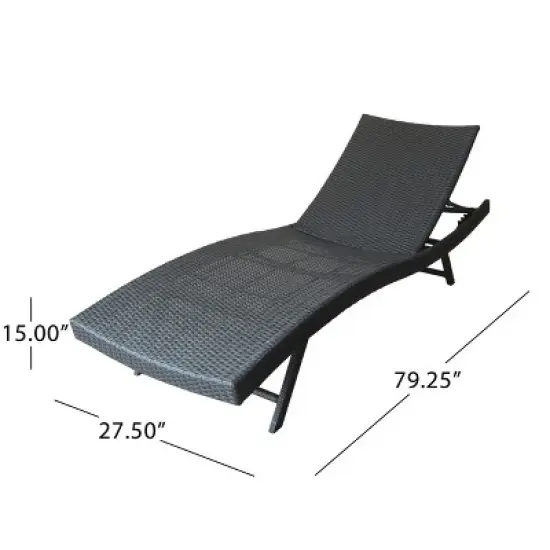 GDFStudio Eliana Outdoor Wicker Armless Adjustable Chaise Lounges (Set of 2) image {2}