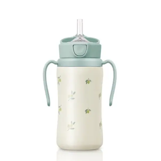 Grosmimi Stainless Steel Straw Cup with Flip Top - 10oz (300ml) image {4}