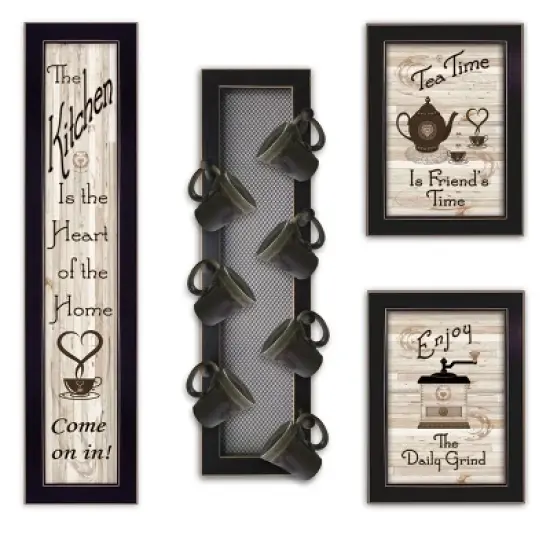 Gulches (Kitchen Collection V) 4-Piece Vignette with 7-Peg Mug Rack by Millwork Engineering, Black Frame image {5}