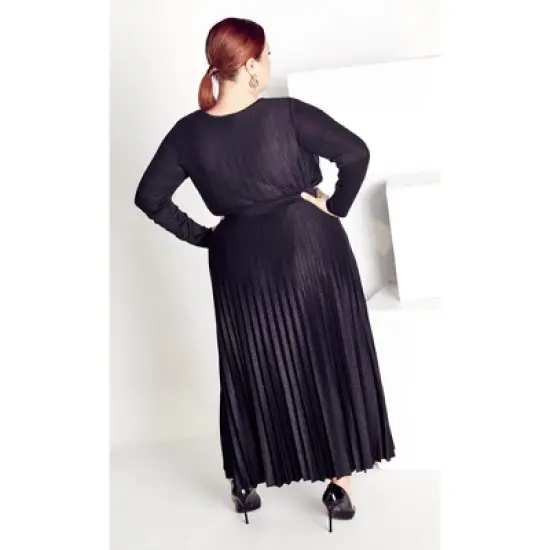 Women's Plus Size Knit Pleat Skirt - black | ARNA YORK image {1}