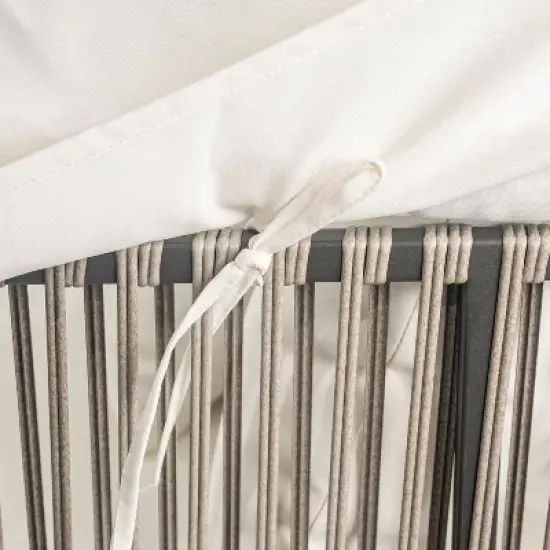 Whisen Outdoor Patio Daybed Rattan Daybed Outdoor Sunbed with Detachable Pillows image {11}