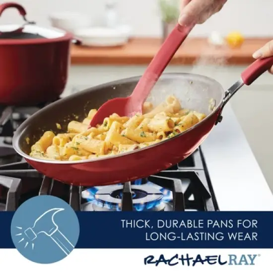 Rachael Ray Cook + Create Aluminum Nonstick Frying Pan 12.5" Red image {9}