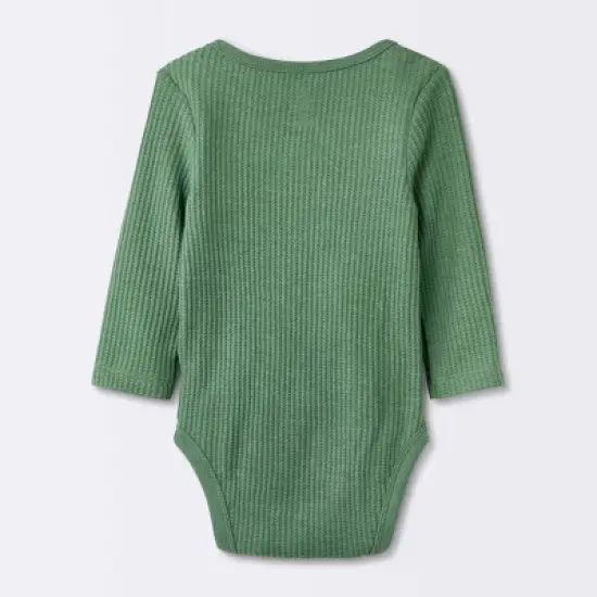 Baby 3pk Long Sleeve Waffle Bodysuit - Cloud Island&trade; Green image {1}