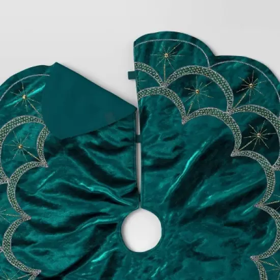 48" Christmas Dia Art Deco Embellished Soft Velvet Tree Skirt Green - Wondershop&trade; image {4}