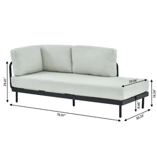 L Shaped Configuration Patio Sectional Sofa Set Performance Foam Seating & Structural Steel Frame + Tropical Wood Grain Coffee Table Ensemble image {5}