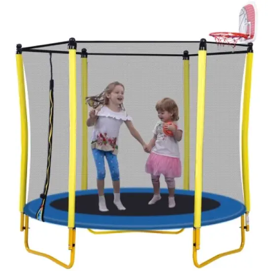 Dexmalle Outdoor & Indoor Mini Toddler Trampoline with Enclosure image {11}