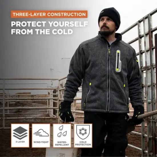 RefrigiWear Mens Warm Fleece Lined Extreme Sweater Jacket with Reflective Piping image {3}