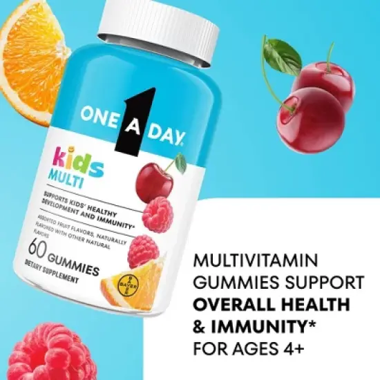 One A Day Kids' Multivitamin Gummies with Vitamin C, Immune Support - Assorted Fruit Flavors - 60ct image {2}