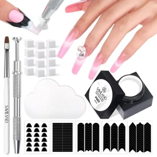 SAVILAND Soft Nail Sponges for Ombre: Gradient Nail Art Sponges with Grabbing Pen, Easy French Tip Stickers for Beginner image {6}