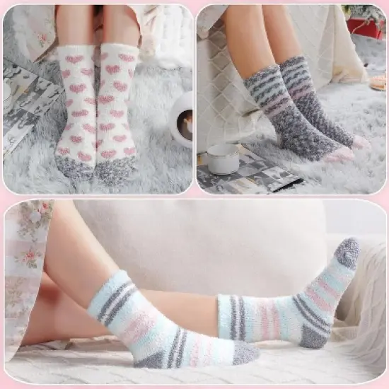 Autumn Winter Fuzzy Socks Womens Cozy Fluffy Warm Socks for Women Mom,Birthday Christmas Gifts for Her image {6}