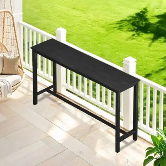 Karl Home Patio Fir Wood Black Bar Table image {1}