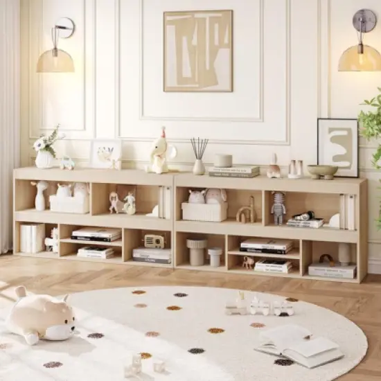 Toy Storage Organizer with 5 Cubes and Drawer/6 Cubes, Wooden Kids Bookshelf and Playhouse Cabinet, Toy Shelves for Playroom image {5}