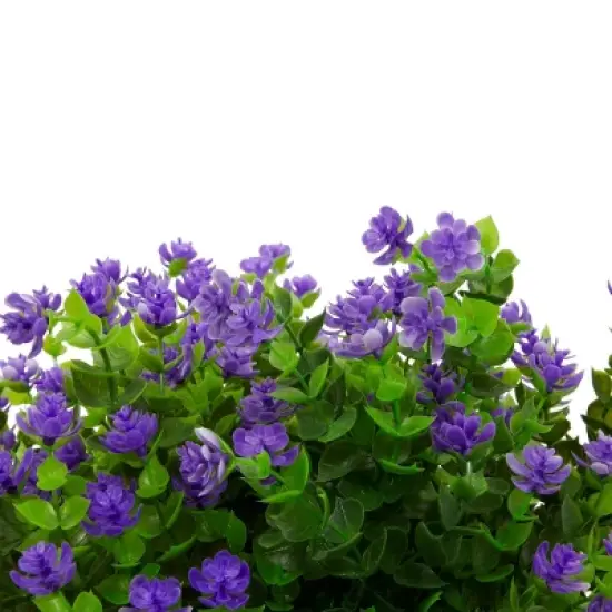 Bright Creations 6 Bundles Purple Artificial Flowers with 2 Cone Vases, Faux Fake Plant for Cemetery, Outdoor Decor (8.6 x 13 In) image {6}