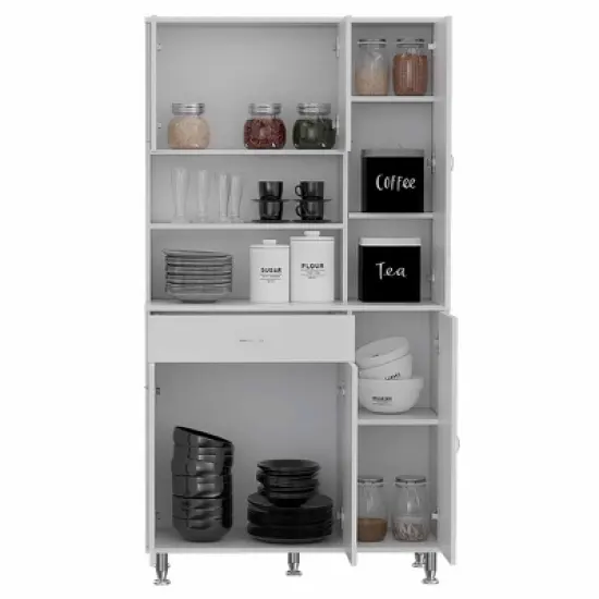 Depot E-Shop 90 Kitchen Pantry Cabinet, Two Open Shelves, One Drawer, Multiple Cabinets image {5}