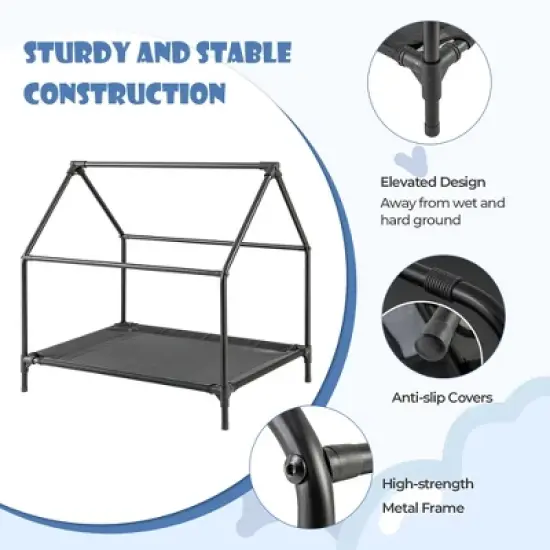 Tangkula 36" Elevated Dog House for Small Breeds Large Pet House w/ Ventilated Windows image {7}