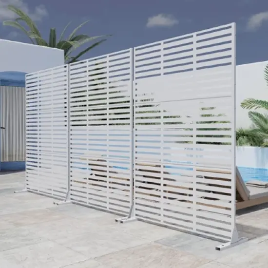 PexFix 72 in. H x 47 in. W White Outdoor Metal Privacy Screen Garden Fence Wall Applique image {3}