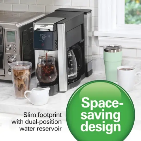 Hamilton Beach 12c FlexBrew 5 in 1 Drip Coffee Maker Black: 12 Cup Programmable & Single Serve, 1200W, Ground & Capsule Use image {2}