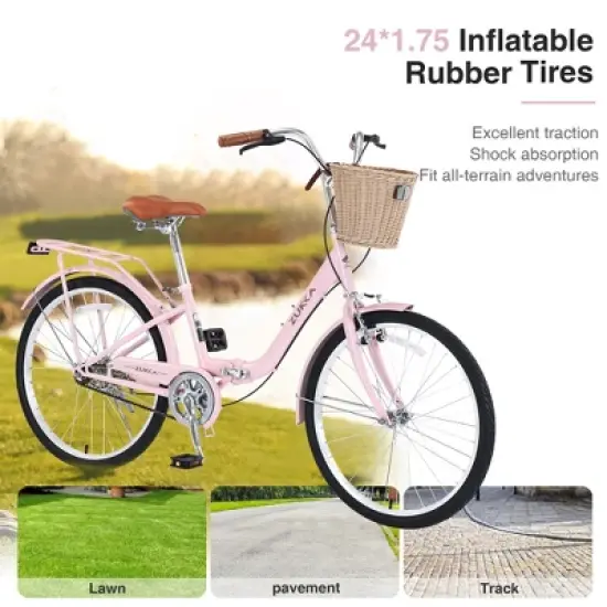 Gulches 26 Inch Single Speed Folding Lady Bike , Durable Steel Frame,Compact Design for Easy Storage and Commuting image {1}