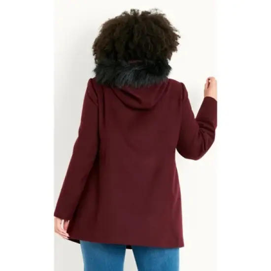 Women's Plus Size Duffle Coat - wine | EVANS image {1}