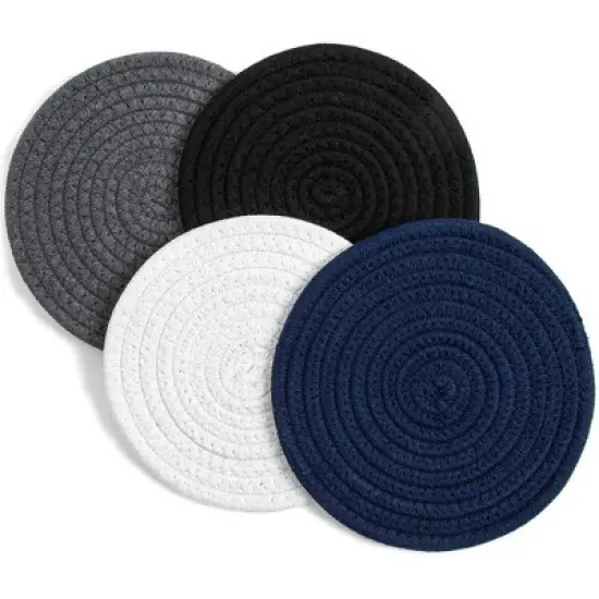 Juvale Cotton Trivet Potholder Set, Round Coasters in 4 Colors (7 Inches, 4 Pack) image {7}