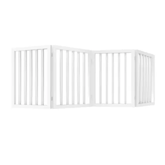Indoor Pet Gate - 4-Panel Folding Dog Gate for Stairs or Doorways - 73x24-Inch Freestanding Pet Fence for Cats and Dogs by PETMAKER (White) image {7}