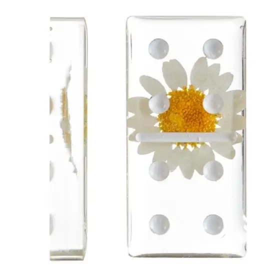 Acrylic Dominos Set - 28-Piece Domino Game with Display Box - Strategy Game, Tabletop Decoration and Modern Home Decor- Daisy image {8}